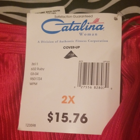 NWT, RED SARONG, BOTTOM cover-up - Picture 2 of 4